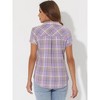INSPIRE CHIC Women's Classic Short Sleeve Button Down Plaid Shirt - 4 of 4