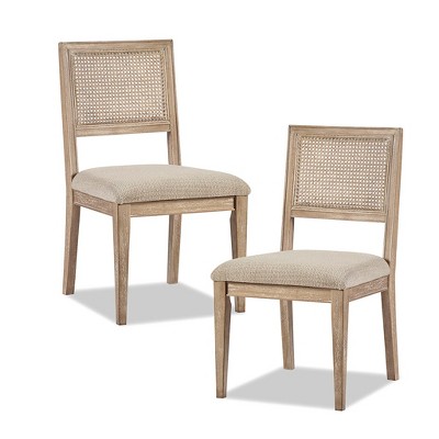 VYNXARIA Set of 2 side dining chairs features a cane inset back