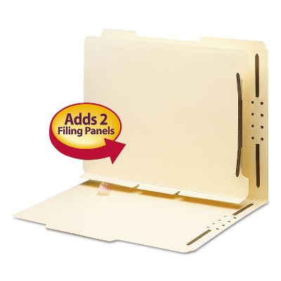 Smead Manila Self-Adhesive Folder Dividers w/2-Prong Fastener 2-Sect Letter 25/Pack 68025