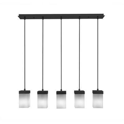 Toltec Lighting Nouvelle 5 - Light Chandelier in  Espresso with 4" Square White Muslin Shade