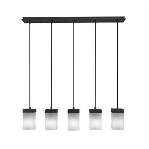 Toltec Lighting Nouvelle 5 - Light Chandelier in  Espresso with 4" Square White Muslin Shade - 1 of 1