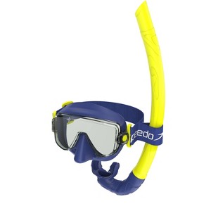 Speedo Adult Travel Mask and Snorkel Set - Navy/Yellow - 1 of 4