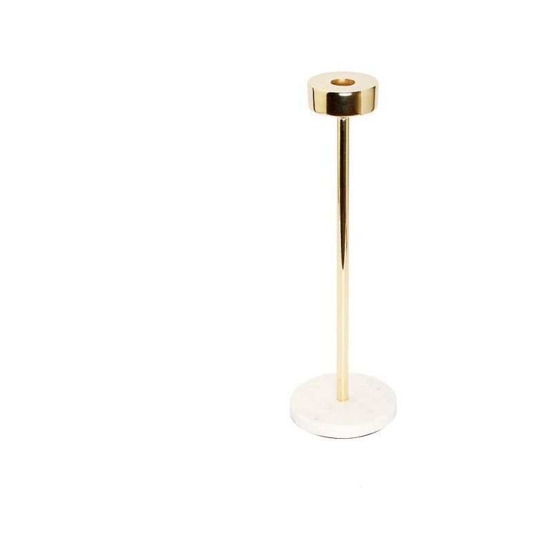 Gold Taper Candle Holder on Marble Base, 14"H, 2 of 3