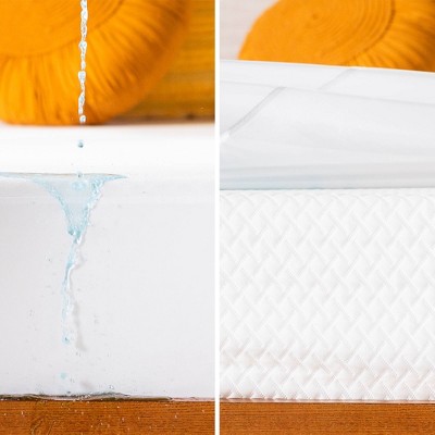 Queen White Brushed Polyester Five-Sided Mattress Protector