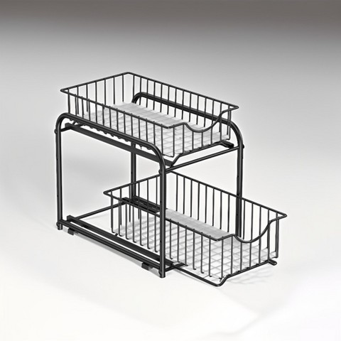 Generic 2-Tier Stackable Cabinet Organizer - Gondola Shelving with 2 Sliding Basket Drawers, Ample Storage for Kitchen and Bathroom, Space-Saving Design