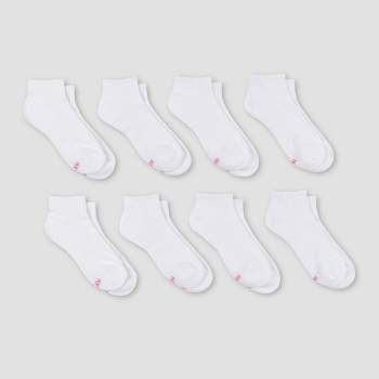 Hanes Premium Performance Women's Cushioned 6+2 Bonus Pack Ankle Athletic Socks White 5-9