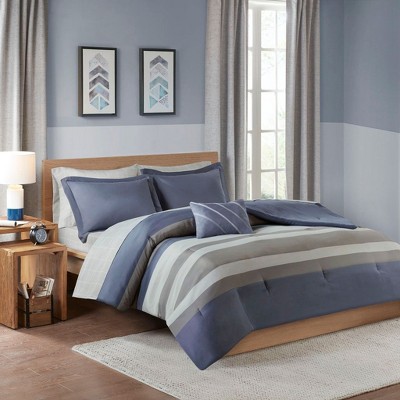 NicBex 6 Piece Polyester Twin XL Striped Bed Set with Bed Sheets,Comfort Sheets Set for Bedroom
