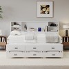 Twin/Full Size Captain DayBed with Storage Bookcase Headboard, Trundle and 3 Storage Drawers, White - ModernLuxe - 2 of 4