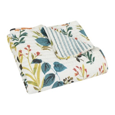 Tessa Floral Reversible Cotton Throw Blanket 50x60