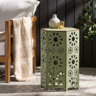 Maggift Patio End Tables, Stylish End Tables for Indoor and Outdoor Use, Ideal for Gardens, Backyard, Special Design, Green, 14.25"*12.5"*22"