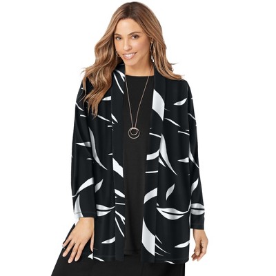 Jessica London Women's Plus Size Stretch Knit Open Front Knit Topper
