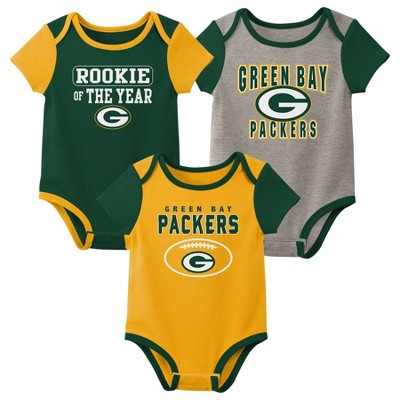 Image of NFL Green Bay Packers Baby Boys' 3pk Bodysuit Set - 3-6M