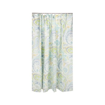 Cortona Paisley Cotton Shower Curtain in Blue and Green