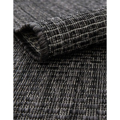 4' x 6' Black Synthetic Outdoor Area Rug: Flat Woven, Washable, Reversible