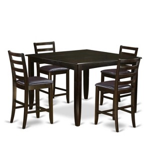 HomeStock 5-Pc Square Cappuccino Finish Solid Wood Top Dining table with 4 Chairs - 1 of 4