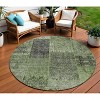 Olive Green And Gray Patchwork Washable Indoor Outdoor Area Rug - 2 of 4