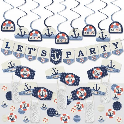 Big Dot of Happiness Ahoy - Nautical - Baby Shower or Birthday Party Supplies Decoration Kit - Decor Galore Party Pack - 51 Pieces