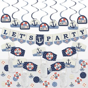 Big Dot of Happiness Ahoy - Nautical - Baby Shower or Birthday Party Supplies Decoration Kit - Decor Galore Party Pack - 51 Pieces - 1 of 4