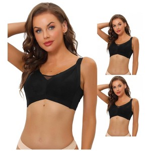 INSPIRE CHIC Women's Adjustable Straps Minimizer Full Coverage Mesh Underwire Bra 3 Packs - 1 of 4