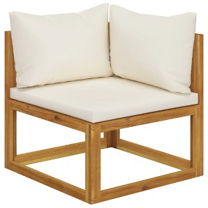 vidaXL Sectional Corner Sofa & Cream White Cushion Solid Acacia Wood - 1 of 4