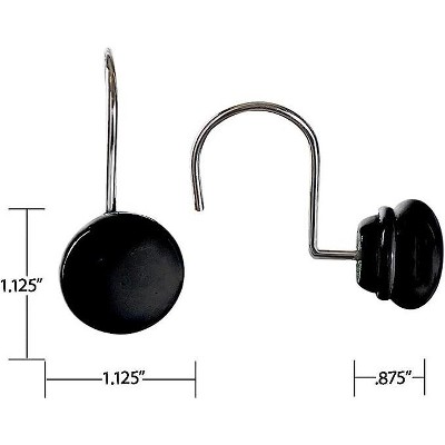 Black Resin Decorative Shower Curtain Hooks Set of 12
