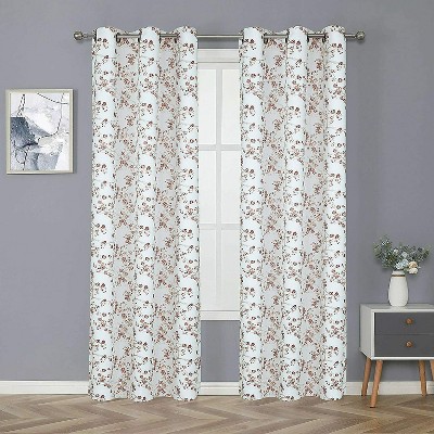 Kate Aurora 2 Pack Shabby Chic Grommet Top Floral Cherry Blossom Curtain Panels