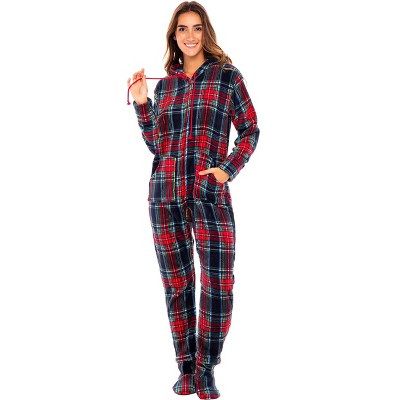 Alexander Del Rossa Women's One Piece Hooded Footed Pajamas, Adult Onesie with Hood
