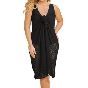 Women's Clipped Jacquard Plus Size Long Pareo Cover Up - Always for Me - 1 of 2