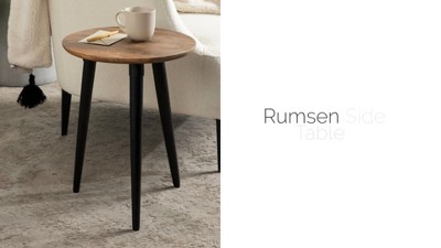 Walnut Brown and White Marble Round Side Table