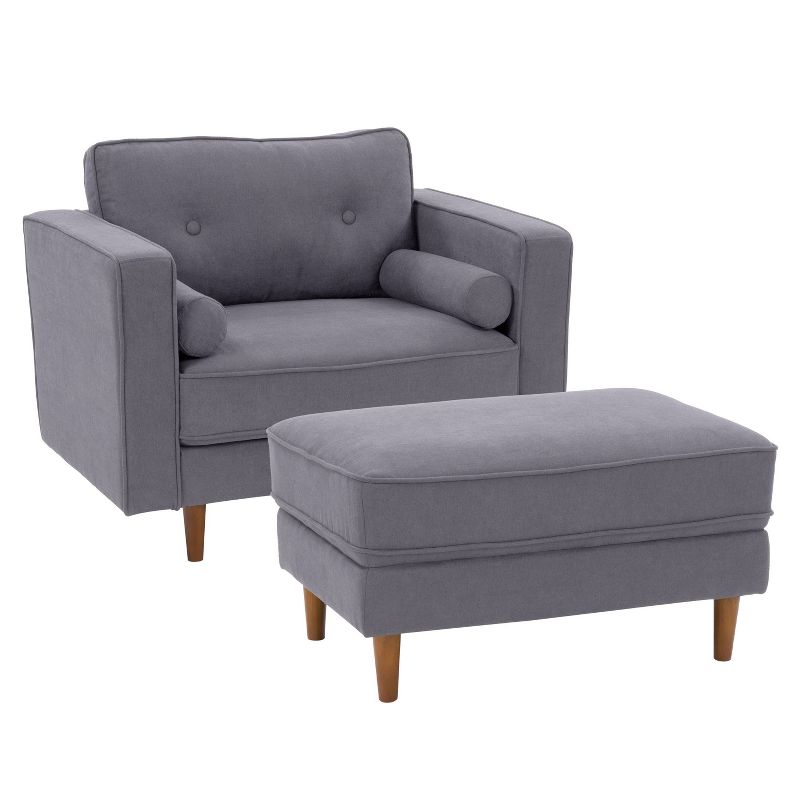 2pcs Mulberry Fabric Upholstered Modern Accent Chair and Ottoman Set Gray - CorLiving, 1 of 10
