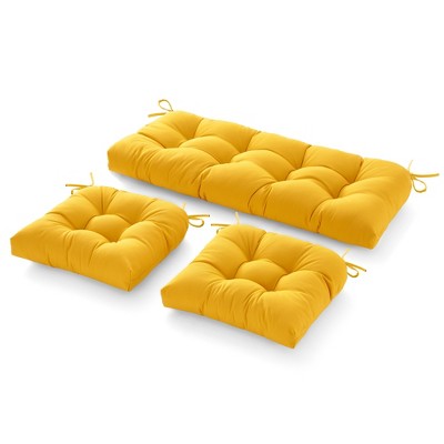 ARTPLAN 3 Pieces Outdoor Chair Cushions Clearance with Ties,44x19x5 Inches,1 Love seat &2 U-Shape Tufted Patio Bench Cushions for Outdoor Furniture