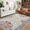 Area Rug with Rubber Backing Vintage Washable Rug Soft Foldable Carpet Low Pile Boho Rugs - 3 of 4