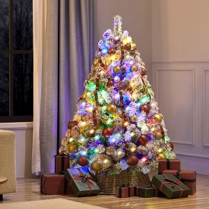 Yaheetech 6Ft/7.5Ft/9Ft Pre-lit Flocked Artificial Christmas Tree - 1 of 4