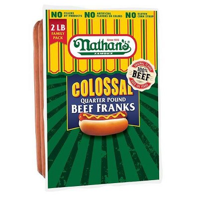 Nathan&#39;s Famous Colossal Beef Franks - 2lbs/8ct