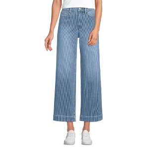 Lands' End Women's Recover Denim High Rise Wide Leg Crop Jeans - 1 of 4