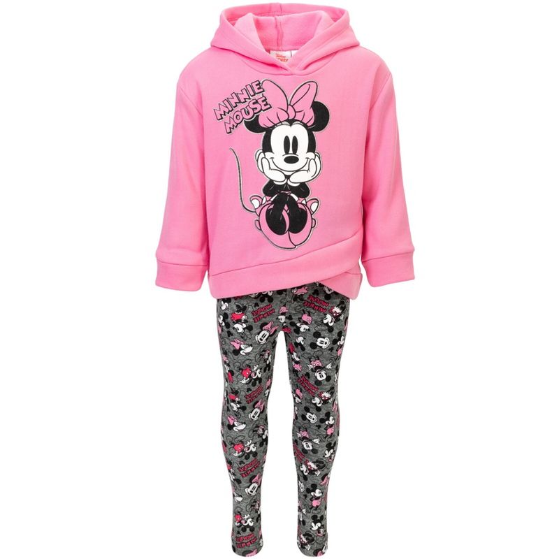 Disney Minnie Mouse Mickey Mouse Fleece Hoodie and Leggings Outfit Set Little Kid to Big Kid, 2 of 10