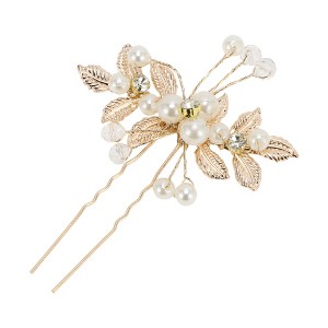 Unique Bargains Women's U-shaped Faux Pearls Decorative Hairpin 1 Pc - 1 of 4