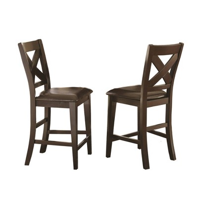 Set of 2 Crosspointe Counter Height Barstools Espresso Cherry - Steve Silver