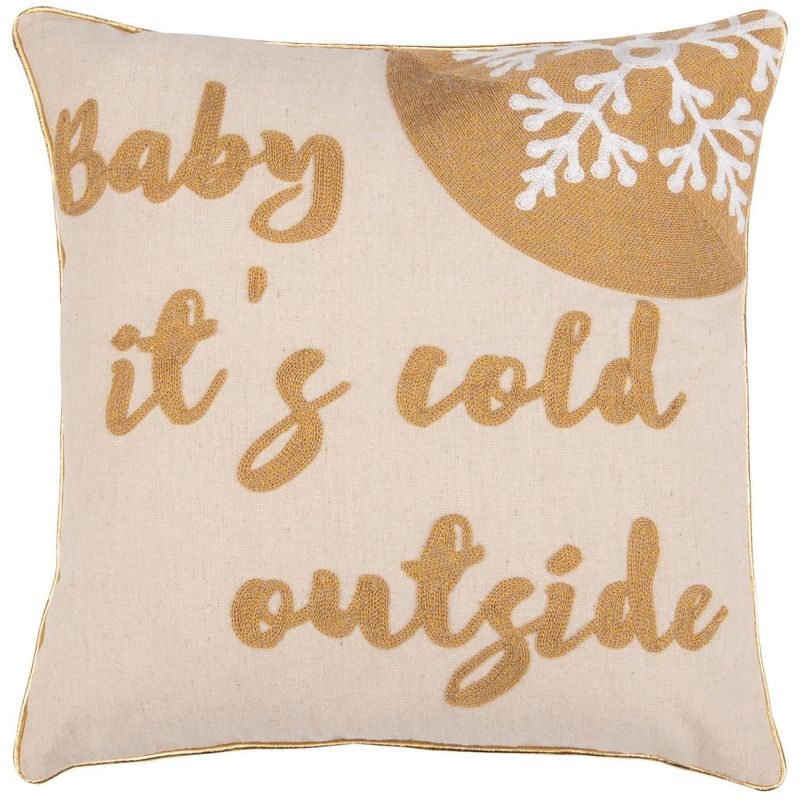 Cold Outside Pillow - Beige/Gold - 18" X 18" - Safavieh., 1 of 5