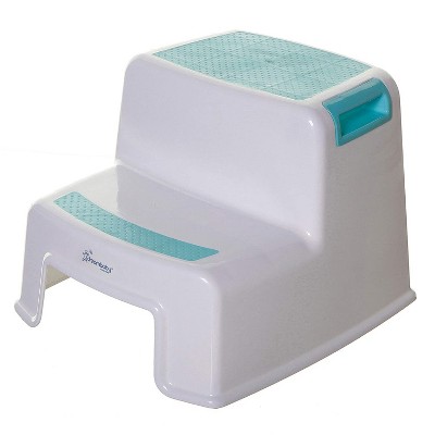 Dreambaby L685 2-Up Toddler Kids Kitchen and Bathroom Small Step Stool for Potty Training and Hand Washing with 175-Pound Capacity, Aqua and White