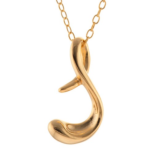 'Women's Gold Plated Letter ''S'' Pendant - Gold (18''), Size: Small'
