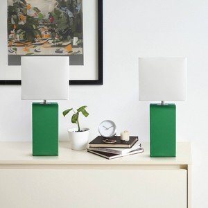 Lalia Home Lexington 21" Leather Base Table Lamps with Fabric Shade - 1 of 4