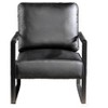 Grungis Leather/Microfiber/Velvet Accent Chair - Reinforced Metal Frame, Thick Padded Cushion, Square Armrests,Arm Chair for Bedroom,Reading Room - 3 of 4