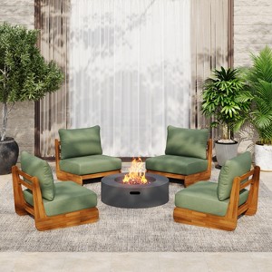 Christopher Knight Home Ansonia Mid-Century Modern Outdoor Acacia Wood Club Chair with Water-Resistant Cushion - 1 of 4