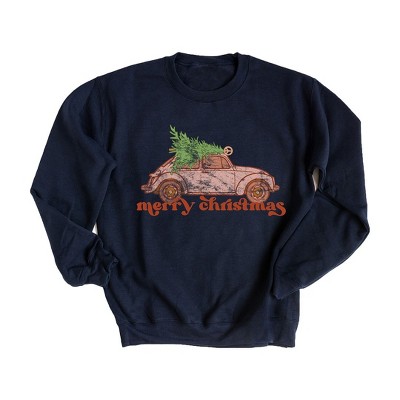 Simply Sage Market Women's Graphic Sweatshirt Merry Christmas Pink Car