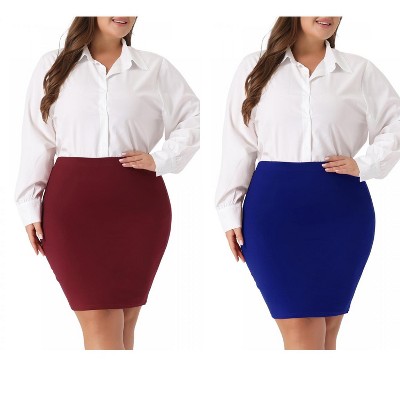 Agnes Orinda Women's Plus Size High Waist Stretch Office Formal Bodycon ...