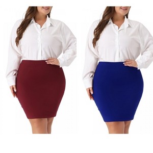 Agnes Orinda Women's Plus Size High Waist Stretch Office Formal Bodycon Pencil Skirts - 1 of 4