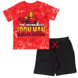 Marvel Avengers Miles Morales Hulk Captain America  Graphic T-Shirt French Terry Shorts Set Tie Dye Little Kid to Big Kid - 1 of 4