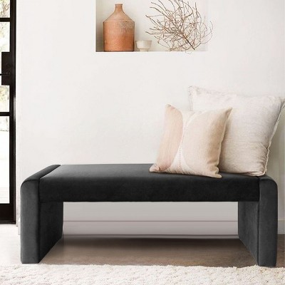 Kaia 47" Charcoal Velvet Upholstered Bedroom Bench
