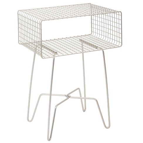 mDesign Modern Farmhouse Home Decor End Table, Wire Grid Storage Shelf - image 1 of 4